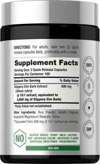 Slippery Elm Bark Capsules | 4000mg | 200 Count | Non-GMO | by Horbaach