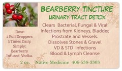 Bearberry Tincture: STDs, UTIs, Lymph,VD, Prostrate Staph-Strep Infections 2 oz.