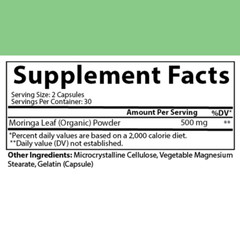 Moringa Oleifera Organic, Natural, 100% Pure Pills – 120 Count – 2 Pack