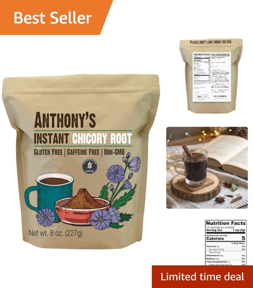 Instant Chicory Root Coffee Substitute, 8 oz – Gluten Free and Caffeine Free