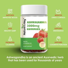 Ashwagandha Gummies Extract with Vitamin D2, Stress, Calm Mood & Cognition 120Ct