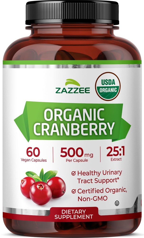 Zazzee USDA Organic Cranberry 25:1 Extract, 500 mg per 60 Count (Pack of 1)