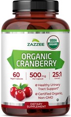 Zazzee USDA Organic Cranberry 25:1 Extract, 500 mg per 60 Count (Pack of 1)