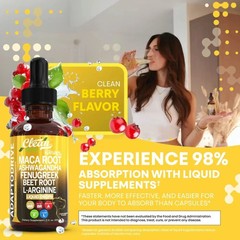 Organic Maca Root Liquid liquid Ashwagandha Fenugreek Beet Root and L-Arginine