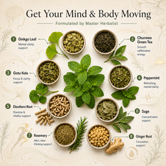 GET MOVING TEA -Memory & Energy Tea to improve focus, memory by master herbalist