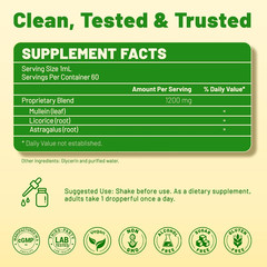 Mullein Drops for Lungs with Licorice & Astragalus, Respiratory & Immune Support